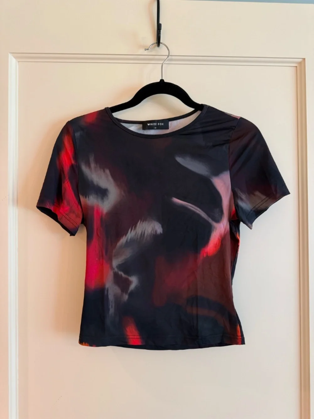White Fox Lava Aura Baby Tee & Matching Mini Skirt Set Black Red Size M